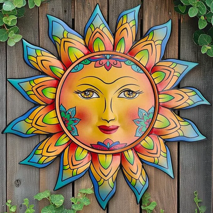 Functional Daogtc Metal Sun Flower Wall Decor 13inches Sun Wall Art Hanging Decoration for Indoor and Outdoor Garden Farmhouse Yard Patio Fence Living Room Bedroom DecorAbout This Environmentally Friendly
