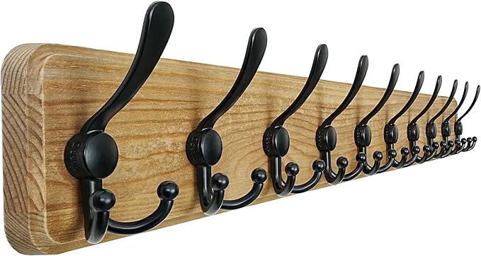 Dseap Coat Rack Wall - Heavy-Duty 38-1 4 Long with Reinforced 10 Custom Tri-Hooks Solid Wood Wall Hanger for Coats Hat Jackets - Rustic Farmhouse Entryway Hallway Storage Weathered Brown BlackAbout ThisOverview Comfortable