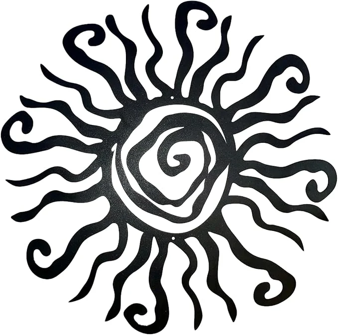 Elite Riverside Designs Wacky Sun Metal Wall Art Indoor Outdoor Decor - 24 Black Rust Proof Wall Sculpture - Made in USA - I for Bedroom Garden Home Patio and FarmhouseAbout This Genuine