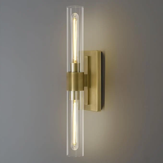 Artisan Brass Bathroom Vanity Light 2-Light Bathroom Wall Sconce Over Mirror 22.8 Gold Vanity Light for Bathroom Dimmable Vanity Sconce with Glass Tube Bathroom Linear Sconce for vertical and horizontalAbout ThisOverview Effective