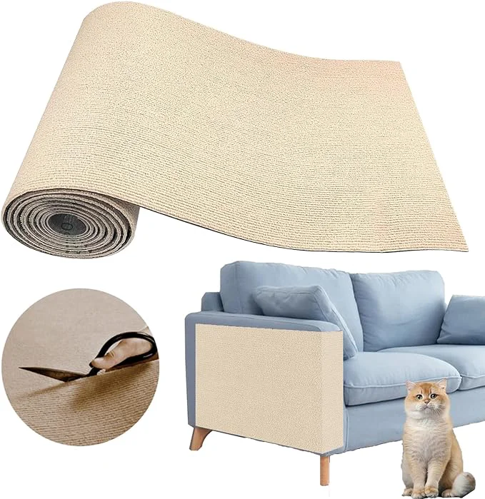 Clean Cat Scratching Carpet Mat Self-Adhesive Trimmable Cat Climbing Post Covered Efficient