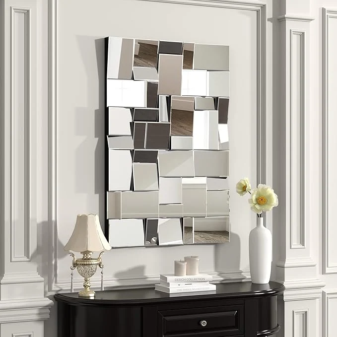 Fine Crafted KOHROS Modern Geometric Irregular Mirror for Wall Decor 44 x 30 Decorative Mirror with Beveled Glass for Entryway Hallway Living Room Home Decor Horizontal or Vertical HangingAbout ThisOverview High-End