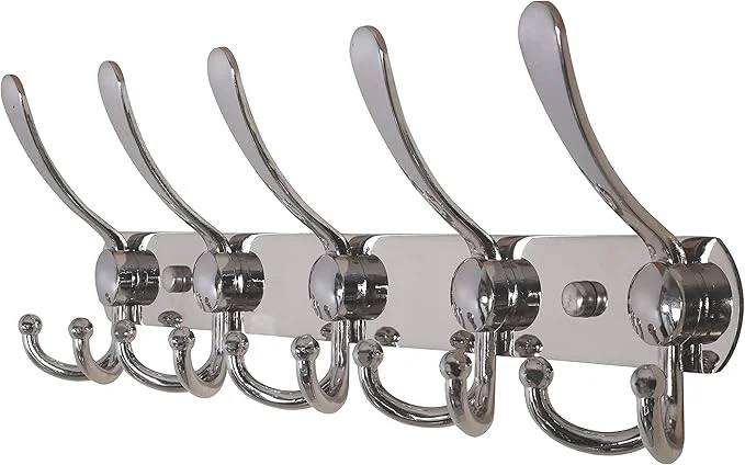 User-Friendly Dseap Coat Rack Wall Mounted - 5 Tri Hooks Heavy Duty Stainless Steel Metal Coat Hook Rail for Coat Hat Towel Purse Robes Mudroom Bathroom Entryway ChromedAbout ThisOverview Breathable