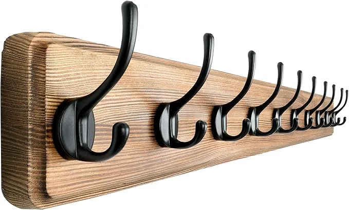 Breathable Dseap Wall Mounted Coat Rack 38-1 4 Long Patented Heavy-Duty 10-Double-Hooks Wooden Hanger Rail for Winter Coats Hat Jacket Clothing - Natural BlackAbout ThisOverview Lightweight