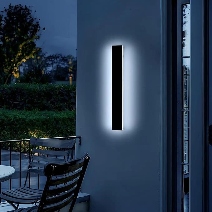 Durable Mikeru 23.6 Outdoor Wall Sconce 6000K Cool White - IP65 Waterproof Black Exterior Light Hardwired Wall Mounted Fixture for Porch Patio Entryway Non-Dimmable Weatherproof DesignAbout ThisOverview Smooth