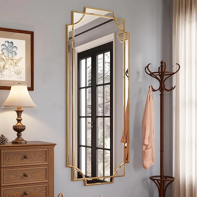 Convenient Kelly Miller Large Gold Full Length Mirror for Wall 60 x30 Full Body Mirror Beveled Scalloped Modern Elegant Home Decor for Bedroom Living Room Bathroom Dressing Room Entryway HallwayAbout ThisOverview Exclusive