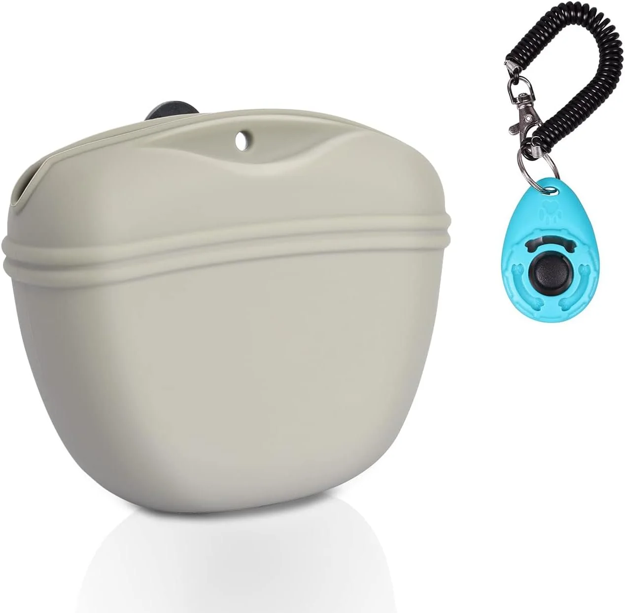 Certified Left Right Dog Clicker Training Kit Silicone Dog Training Treat Pouch and Dog Clickers Dog Treat Bag with Clicker Training for Dogs Pet Treat Bag with Magnetic Buckle Closing and Waist Clip Beige Exclusive