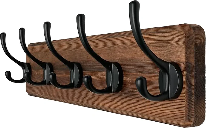 Responsible Dseap Wall Mounted Coat Rack Patented Heavy-Duty 17.4 Long 5-Double-Hooks Wooden Hanger Rail for Winter Coats Hat Jacket Clothing - Natural BlackAbout ThisOverview Efficient