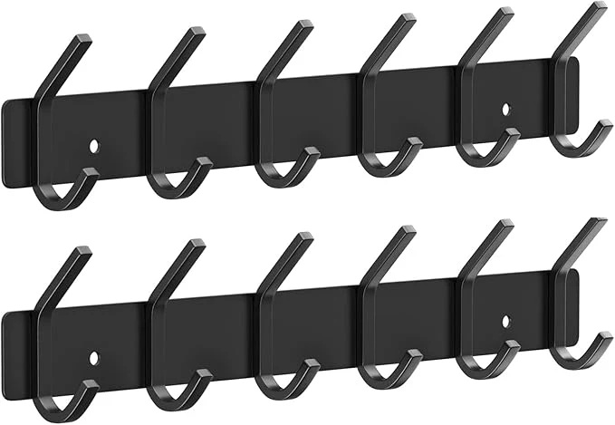 Crafted VAEHOLD Wall Hooks Coat Hooks Wall Mounted Coat Rack with 6 Double Hooks for Hanging Towel Hat Coat Robe Bag Key for Bathroom Kitchen Bedroom 2 PackAbout ThisOverview Enhanced