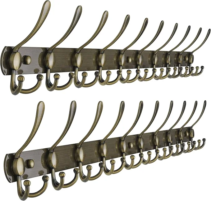Superior Dseap Coat Rack Wall Mount - 38 Long 10-Tri-Hooks Heavy Duty Coat Hanger Rail Wall Hooks for Hanging Coats Hats Clothing Clothes Purse Mudroom Entryway Bronze Pack of 2About ThisOverview Specialty