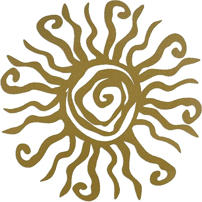 Minimalist Riverside Designs Wacky Sun Metal Wall Art Indoor Outdoor Decor - 12 Gold Rust Proof Wall Sculpture - Made in USA - I for Bedroom Garden Home Patio and FarmhouseAbout This Natural