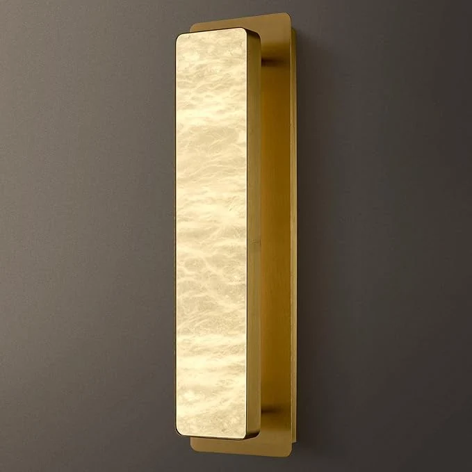 High-Performance 19.7 Brass Wall Sconces Natural Alabaster Wall Sconce Gold Marble Sconces Wall Lighting Large Rectangular Bedside Lamp for Living Room Dining Room Stairs Hallway BedroomAbout ThisOverview Luxury