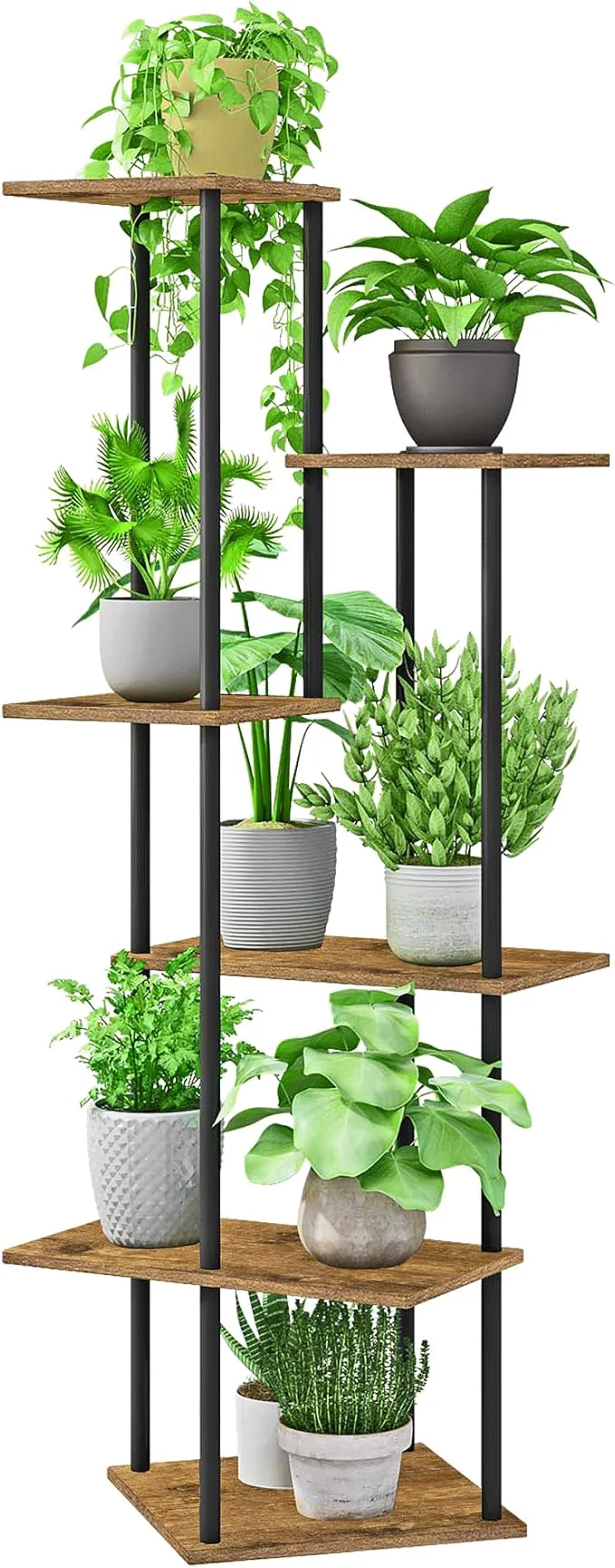 Powerful Plant Stand Indoor 6-Tier Metal Wood Plant Shelf for Multiple Flower Pots Corner Tall Flower Holders for Living Room Balcony Bedroom Rustic BrownAbout ThisOverview Efficient
