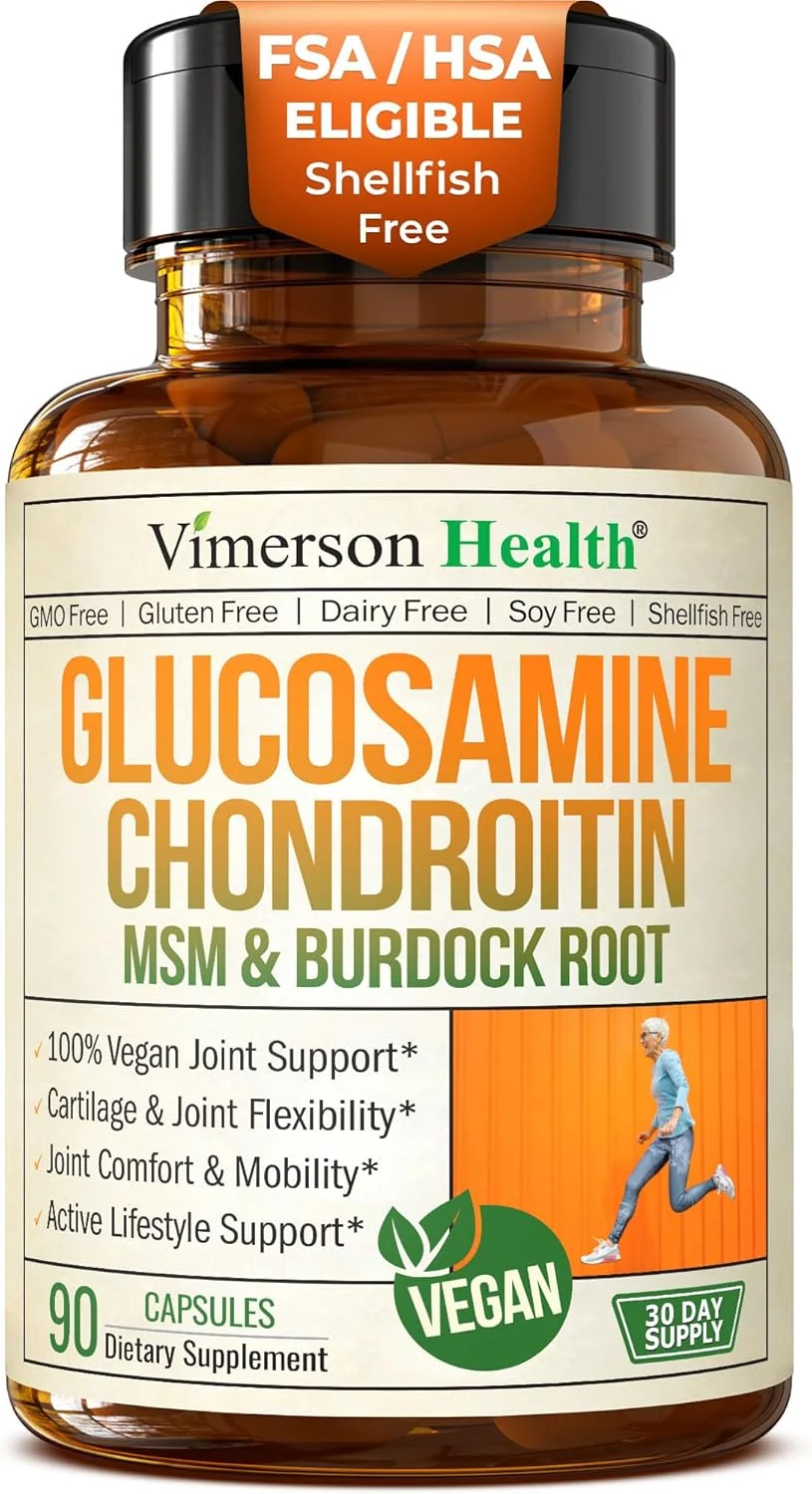 Unique Glucosamine Chondroitin MSM – Joint Support Supplement for Women and Men with Glucosamine Sulfate 1500 mg Chondroitin and MSM – for Cartilage Joint Health and Flexibility – 90 Capsules Vegan Casual