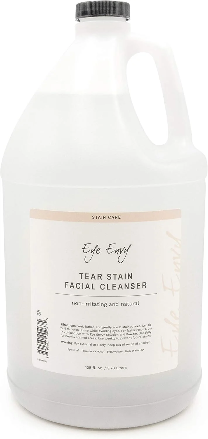 Sustainable Eye Envy Tear Stain Facial Cleanser for Dogs and Cats. Washes Away Crusty Eye Debris Eye Boogers Eye Discharge. Tearless Foaming Formula. Treats The Cause of Staining. All-Natural. 1 US Gallon Detailed