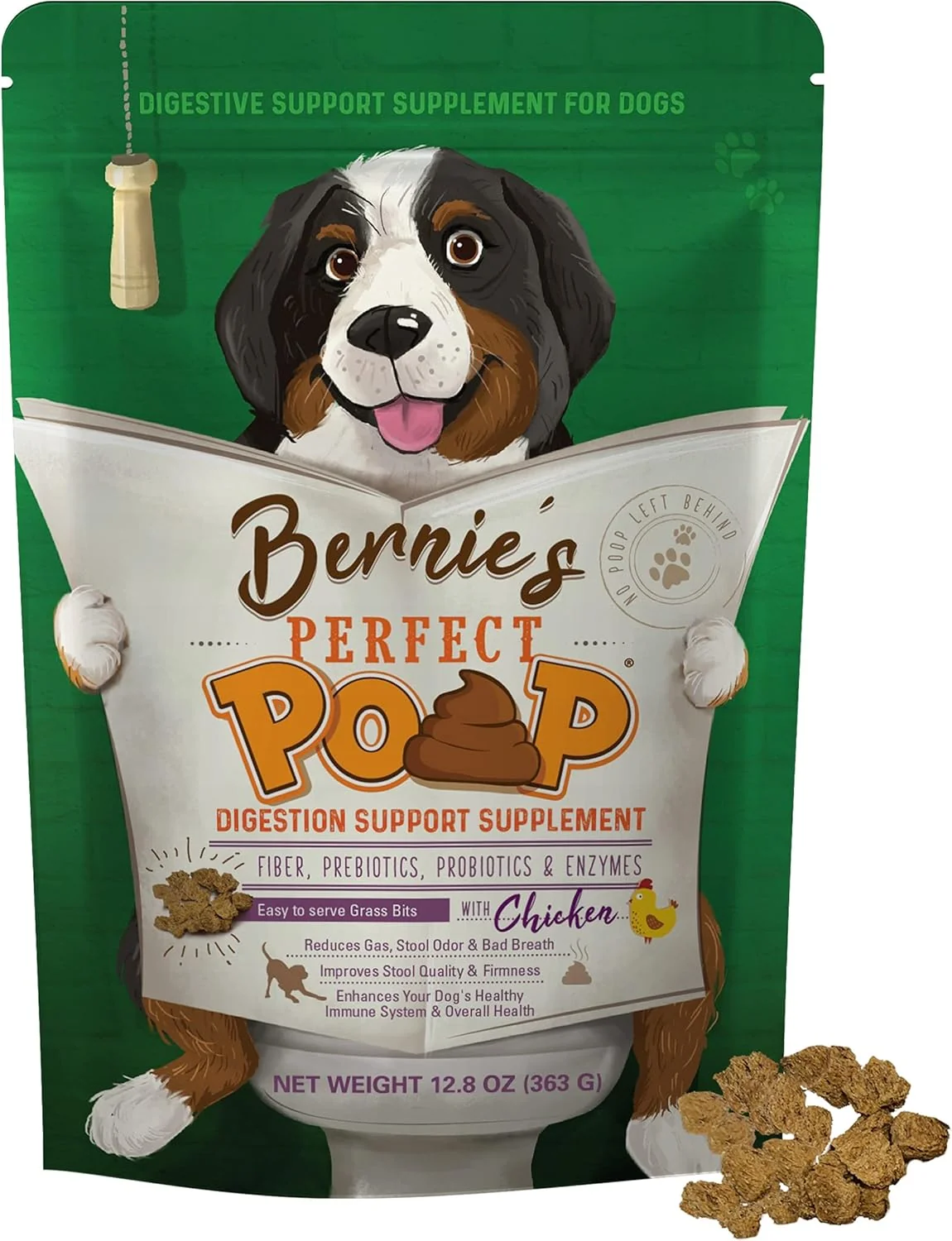Pure Poop Digestion General Health Supplement for Dogs Fiber Prebiotics Probiotics Enzymes Relieve Digestive Conditions Optimize Stool and Improve Health Chicken 12.8 oz Fashionable