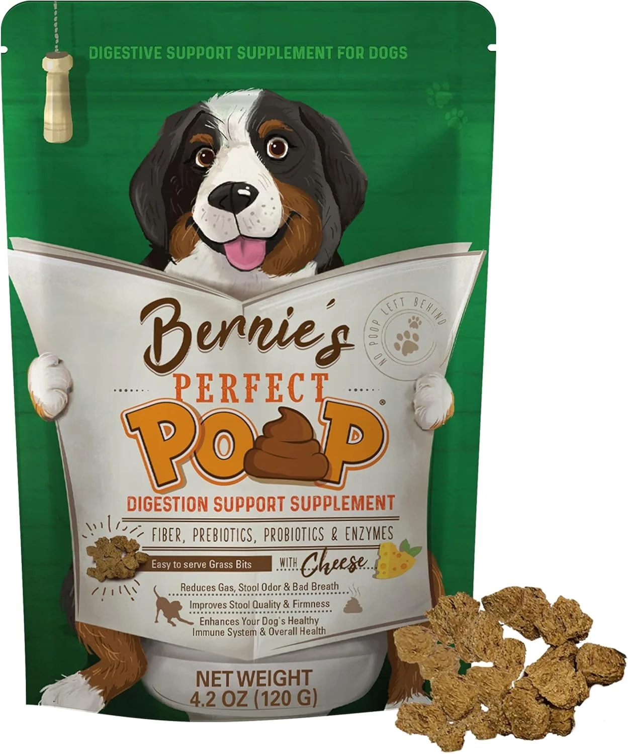 Verified Poop Digestion General Health Supplement for Dogs Fiber Prebiotics Probiotics Enzymes Relieve Digestive Conditions Optimize Stool and Improve Health Cheddar Cheese 4.2 oz Elegant