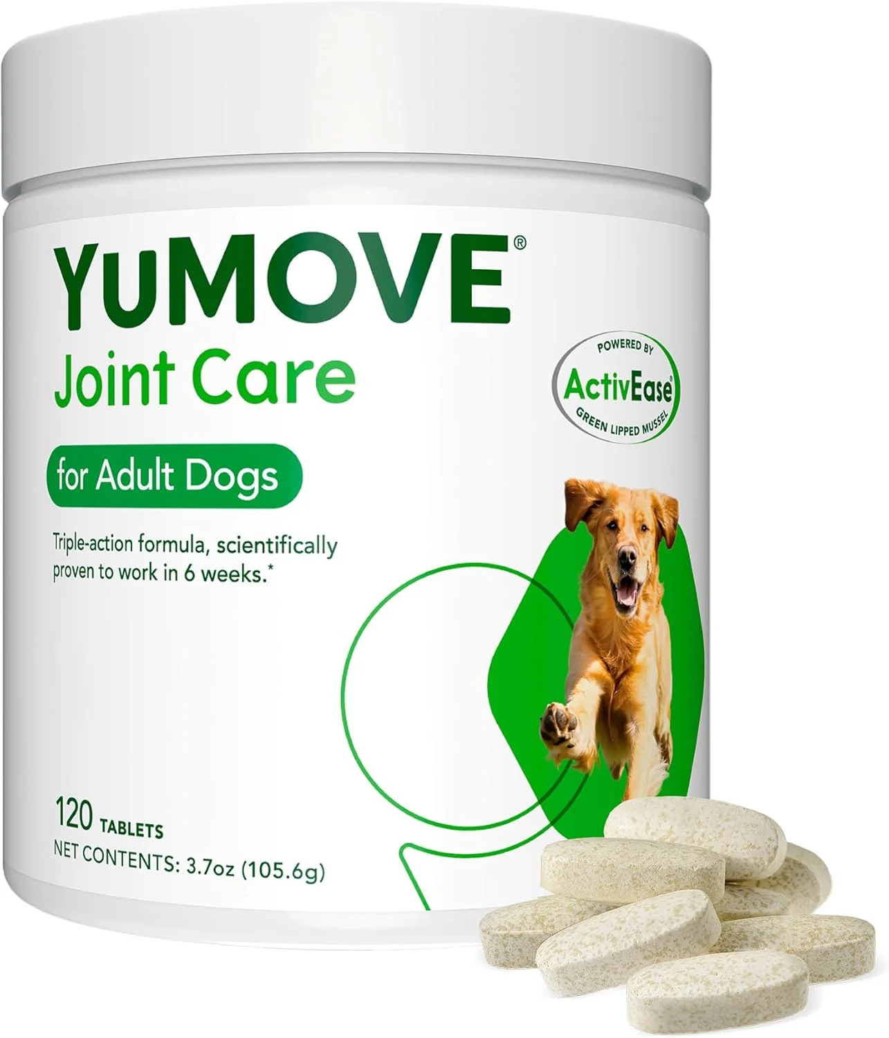 Sophisticated YuMOVE Hip Joint Supplement for Dogs with Glucosamine Hyaluronic Acid Green Lipped Mussel Omega 3 Joint Supplement - Regular or Advanced Strength 120ct Chewable Tablets Fast