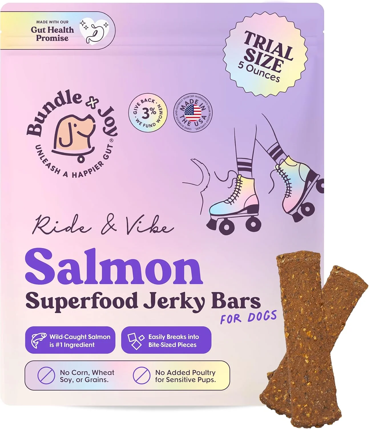 Crafted Bundle x Joy Ride Vibe Dog Treats Wild Caught Salmon Jerky Snack Bars Puppy Training Treats Natural Superfood Grain Corn Poultry Soy 5oz Effective