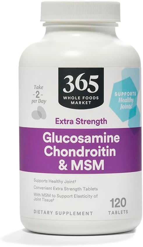 Consistent 365 by Whole Foods Market Extra-Strength Glucosamine Chondroitin and MSM Supports Healthy Joints 120 Tablets Green