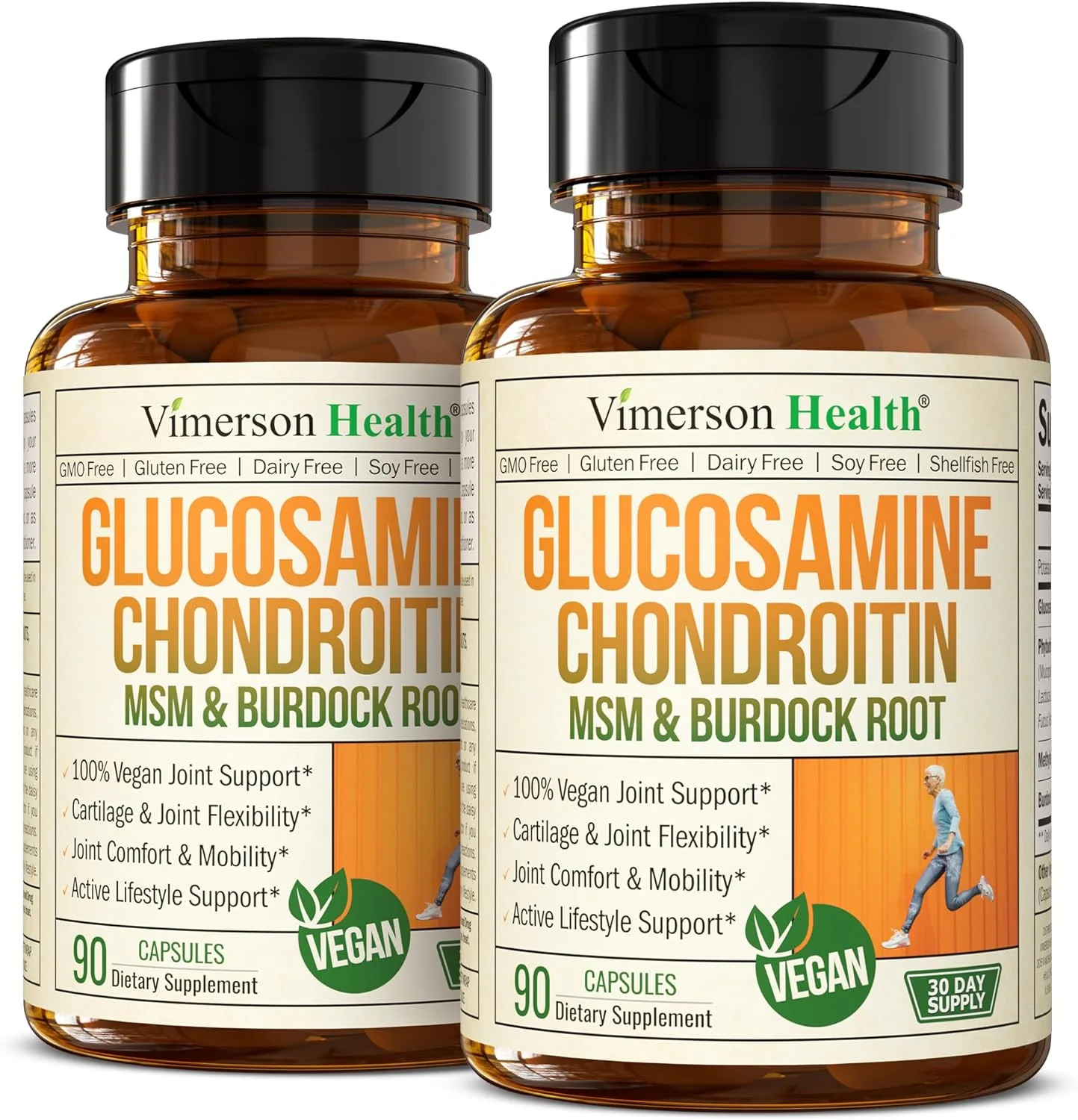 Elegant Glucosamine Chondroitin MSM – Joint Support Supplement for Women and Men with Glucosamine Sulfate 1500 mg Chondroitin and MSM – for Cartilage Joint Health and Flexibility – 2 Pack Vegan Effective