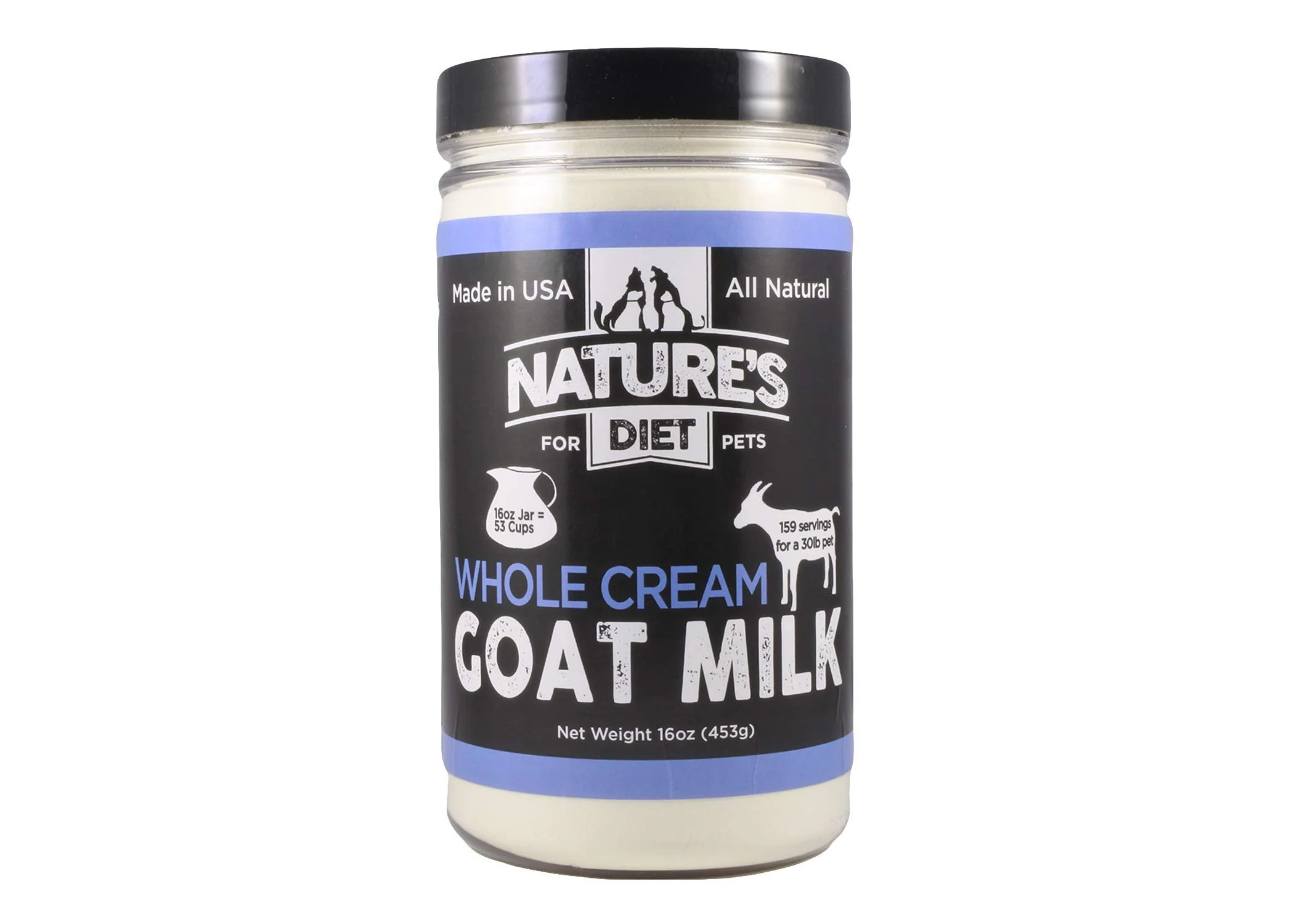 Contemporary Nature's Diet Pet Dried Whole Cream Goat Milk — High-Protein Hypoallergenic Instant Meal Topper 16 oz High-End