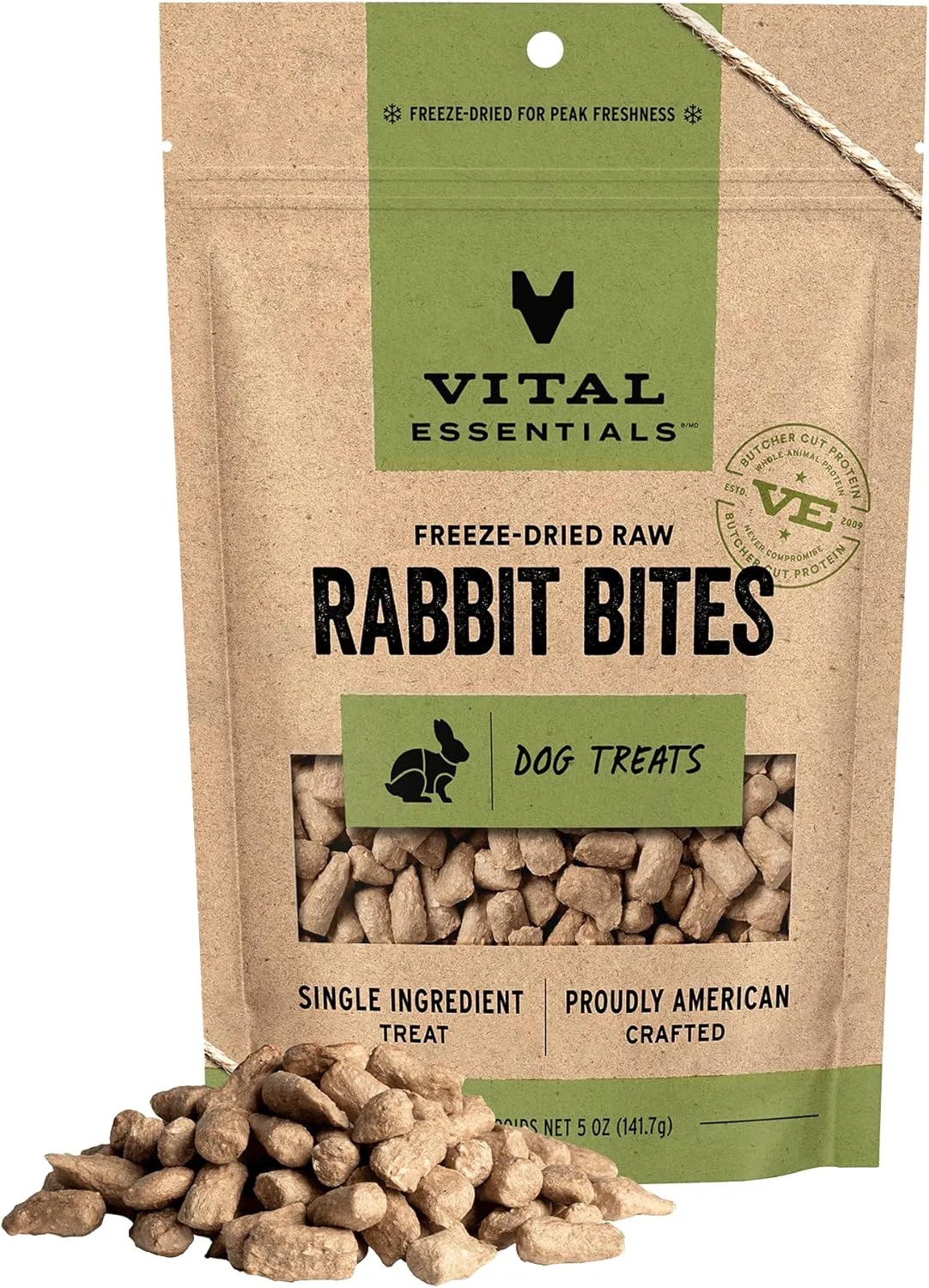 Convenient Vital Essentials Rabbit Bites Dog Treats 5 oz ze-Dried Raw Single Protein Premium Quality High Protein Training Treats Grain Gluten Filler Selected
