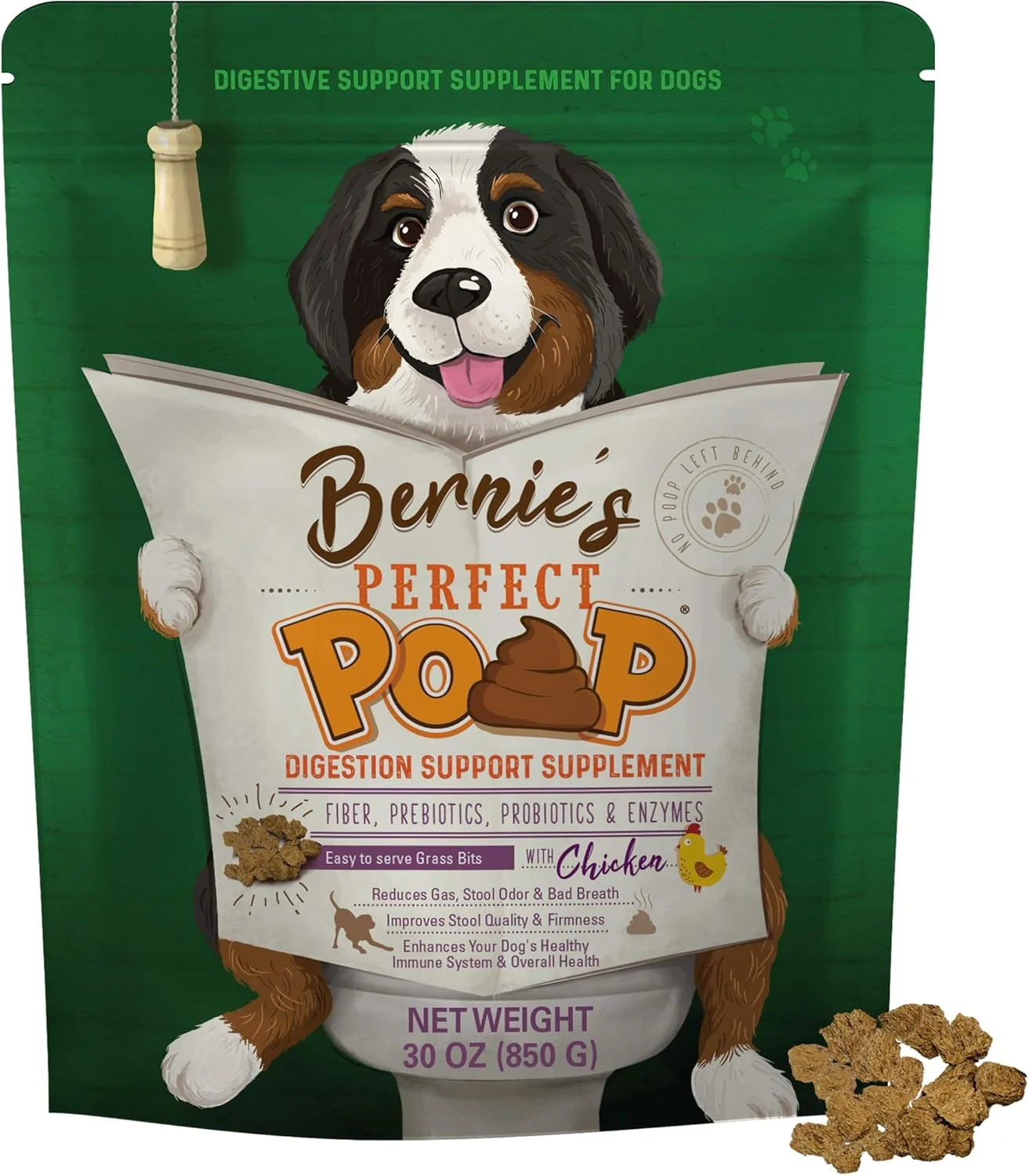 User-Friendly Poop Digestion General Health Supplement for Dogs Fiber Prebiotics Probiotics Enzymes Relieve Digestive Conditions Optimize Stool and Improve Health Chicken 30.0 oz Verified