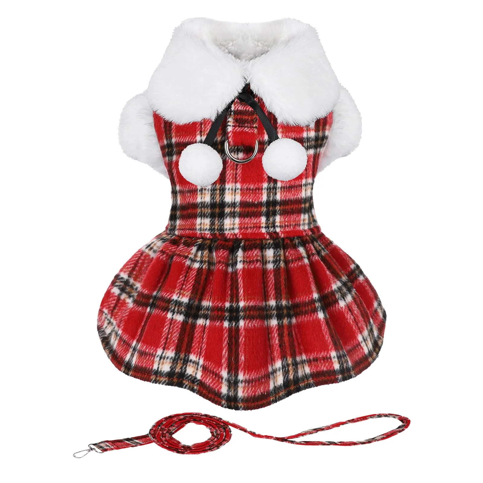 Stylish Sebaoyu Dog Christmas Sweater Dress – Red Fleece Coat for Small Breeds XS Fashionable