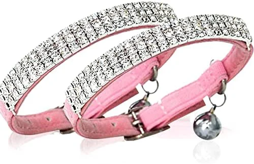 Comfortable CHUKCHI Soft Velvet Safe Cat Adjustable Collar Bling Diamante Durable