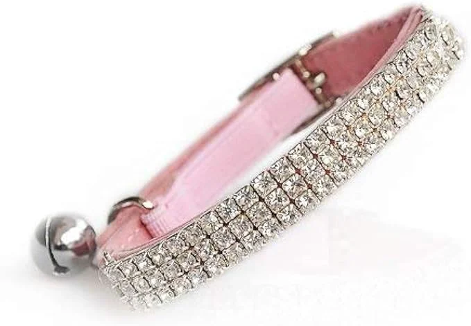 Practical CHUKCHI Soft Velvet Safe Cat Adjustable Collar Bling Diamante Carefully Designed