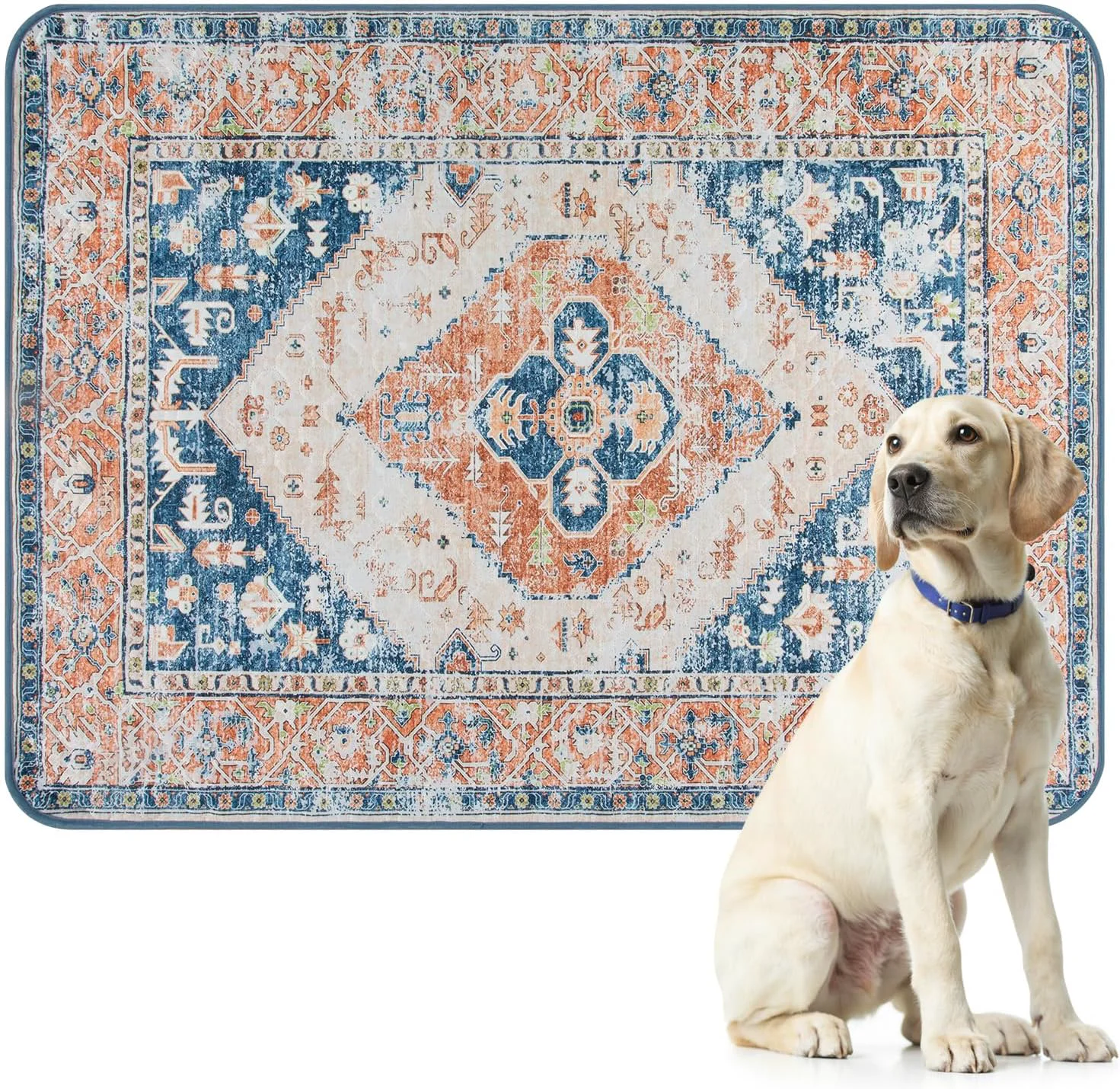 Authentic Lahome Reusable Washable Puppy Pads - 2 Pack Super Absorbent Waterproof Dog Training Mats for Potty Crate and Floor - Leakproof Pee Pads with Non-Slip Backing Beige Blue 36 x48 Official