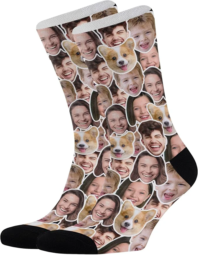 Luxury D-Story Custom Face Socks Personalized Photo Picture on Socks Unisex Athletic Natural