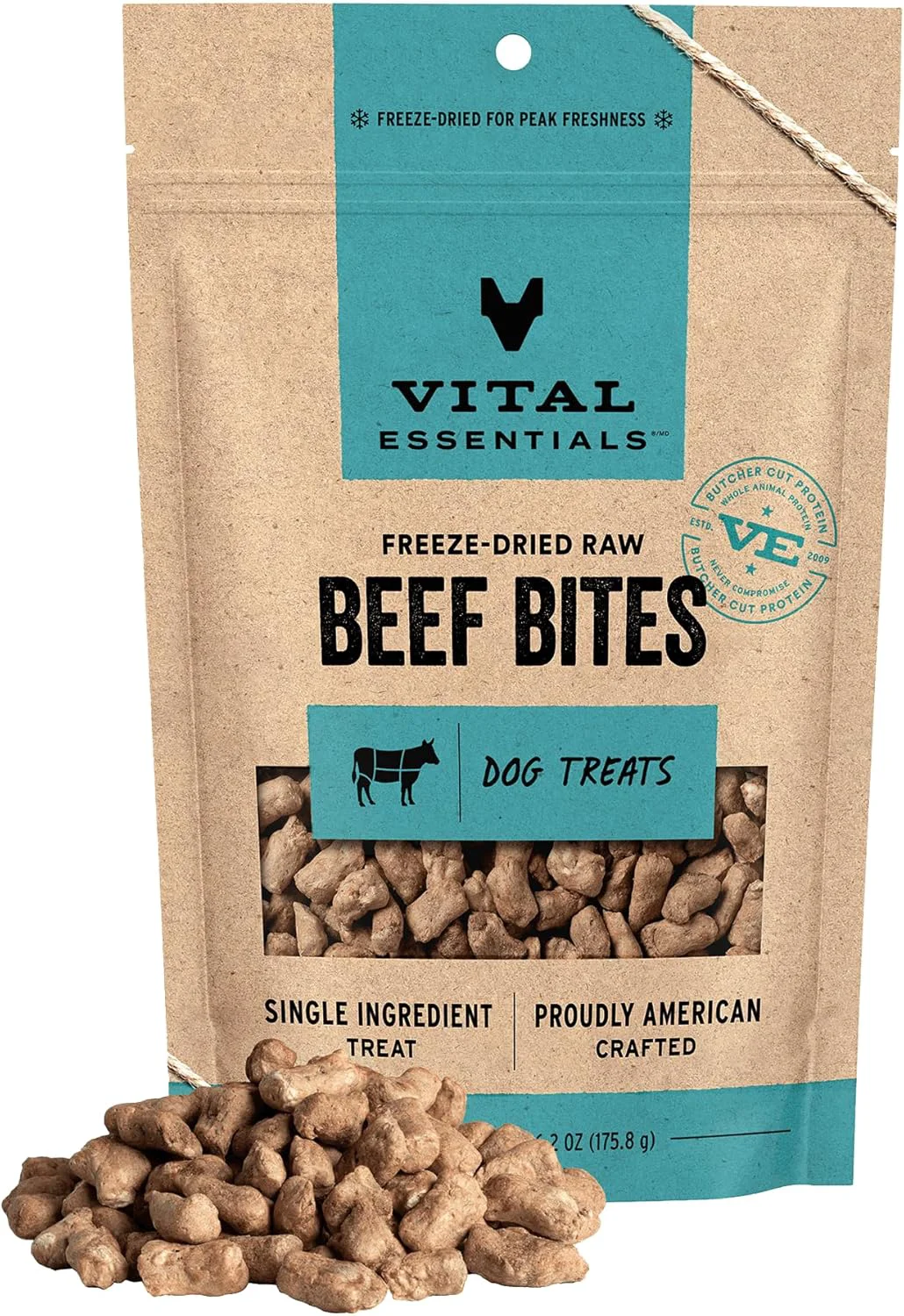Practical Vital Essentials Beef Bites Dog Treats 6.2 oz ze-Dried Raw Single Protein Premium Quality High Protein Training Treats Grain Gluten Filler Casual