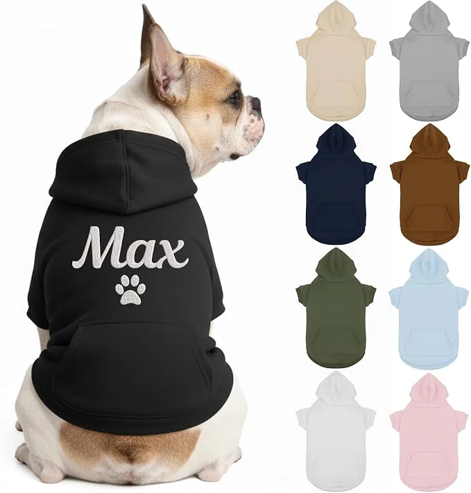 Versatile Personalized Dog Hoodie Custom Embroidered Name Pet Hoodie Warm Winter Outfit Relaxed