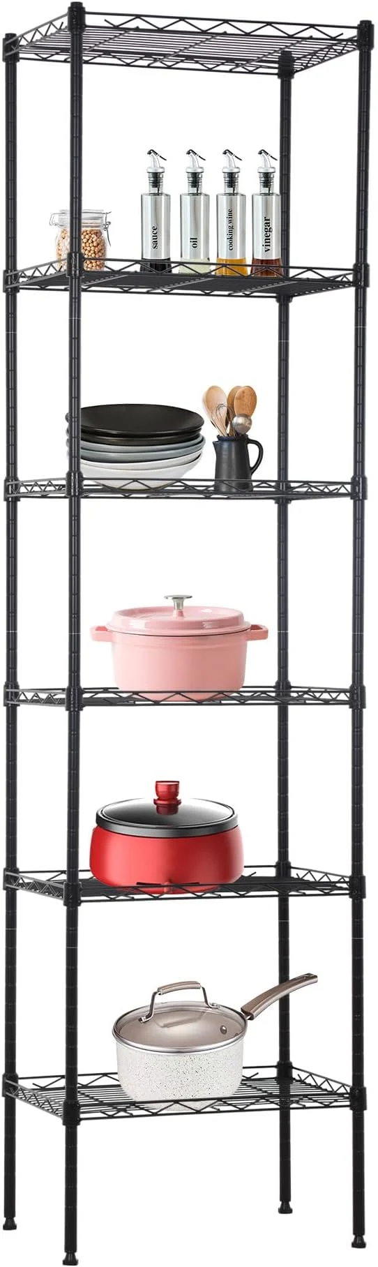 Contemporary Office 6-Tier Wire Storage Shelves 17x12x64 Black with Adjustable Racks Heavy-Duty Metal Shelf Holds Upto 600 lbs No-Tool Assembly I for Home Garage ShelvingAbout ThisOverview Superior