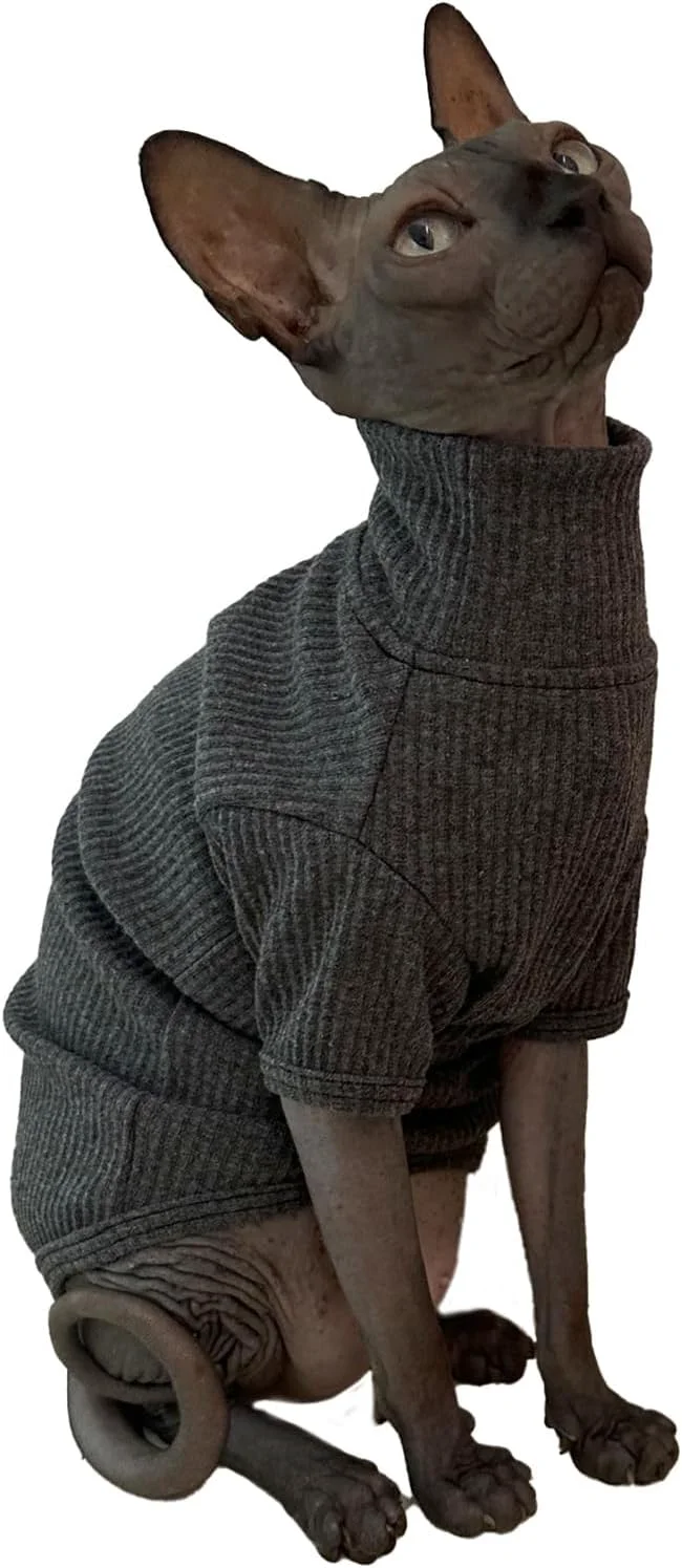 Durable Sphynx Cats Shirt Cat Turtleneck Cotton Sweater Pullover Kitten T-Shirts Original