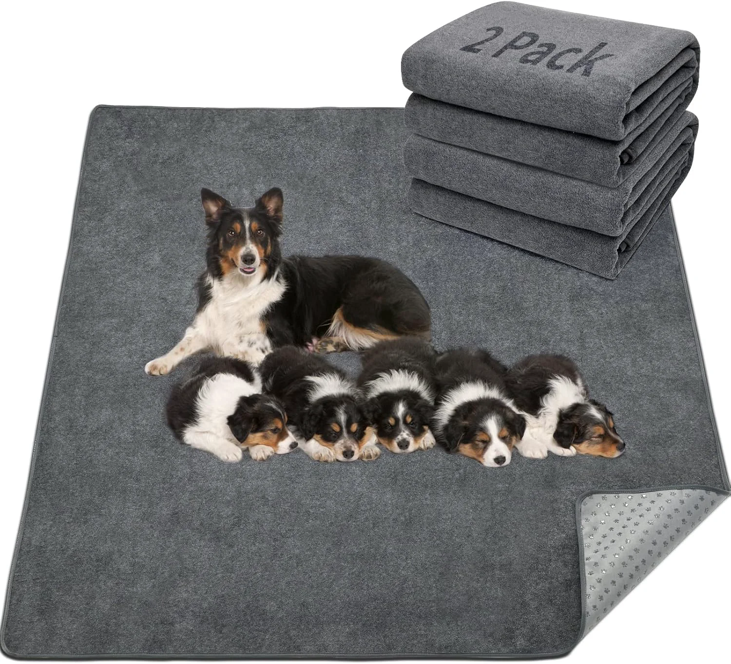 Breathable LOOBANI Washable Pee Pad for Dogs 2 Packs Non-Slip Puppy Training Pads Fast Absorbent Pet Whelping Pads Puppy Playpen Mat for Incontinence Housebreak Crate 41x41in Gray Professional