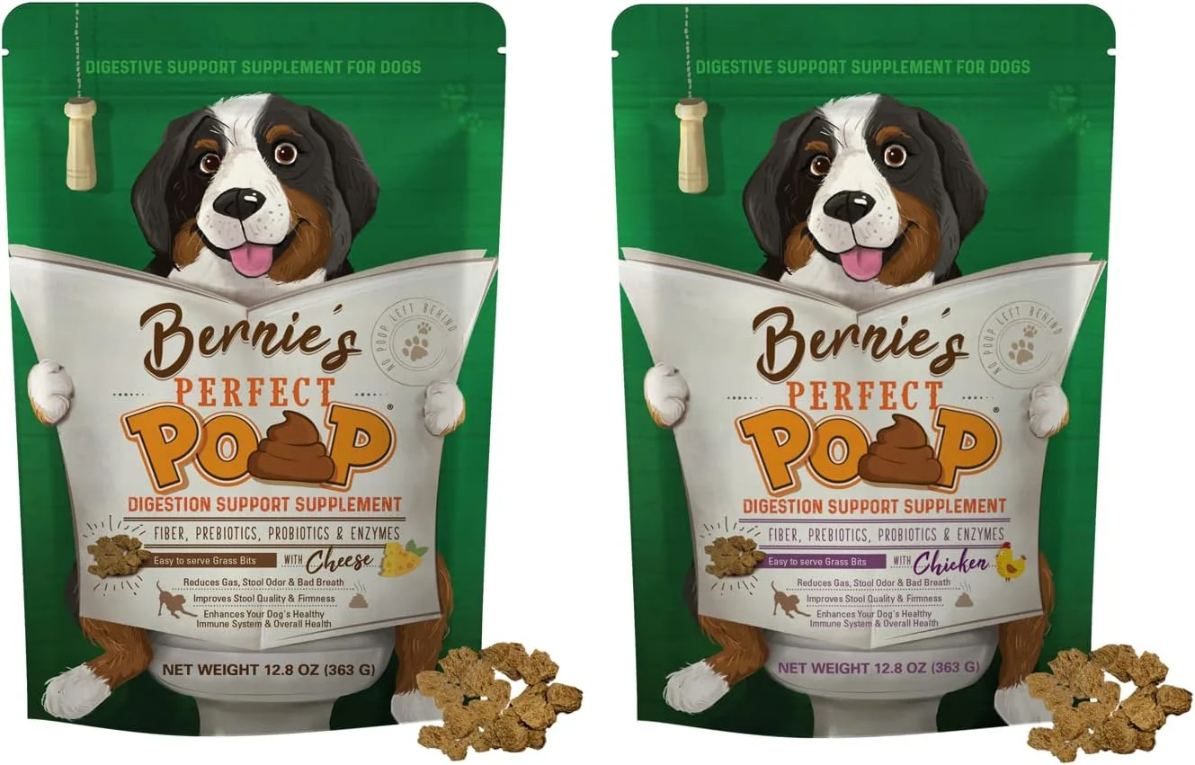 Original Design Poop Digestion Health Supplement for Dogs Fiber Prebiotics Probiotics Enzymes Digestive Hard Soft Stool Improved Health 12.8oz Cheddar Bag 12.8oz Chicken Bag 12.8oz Bundle Refined