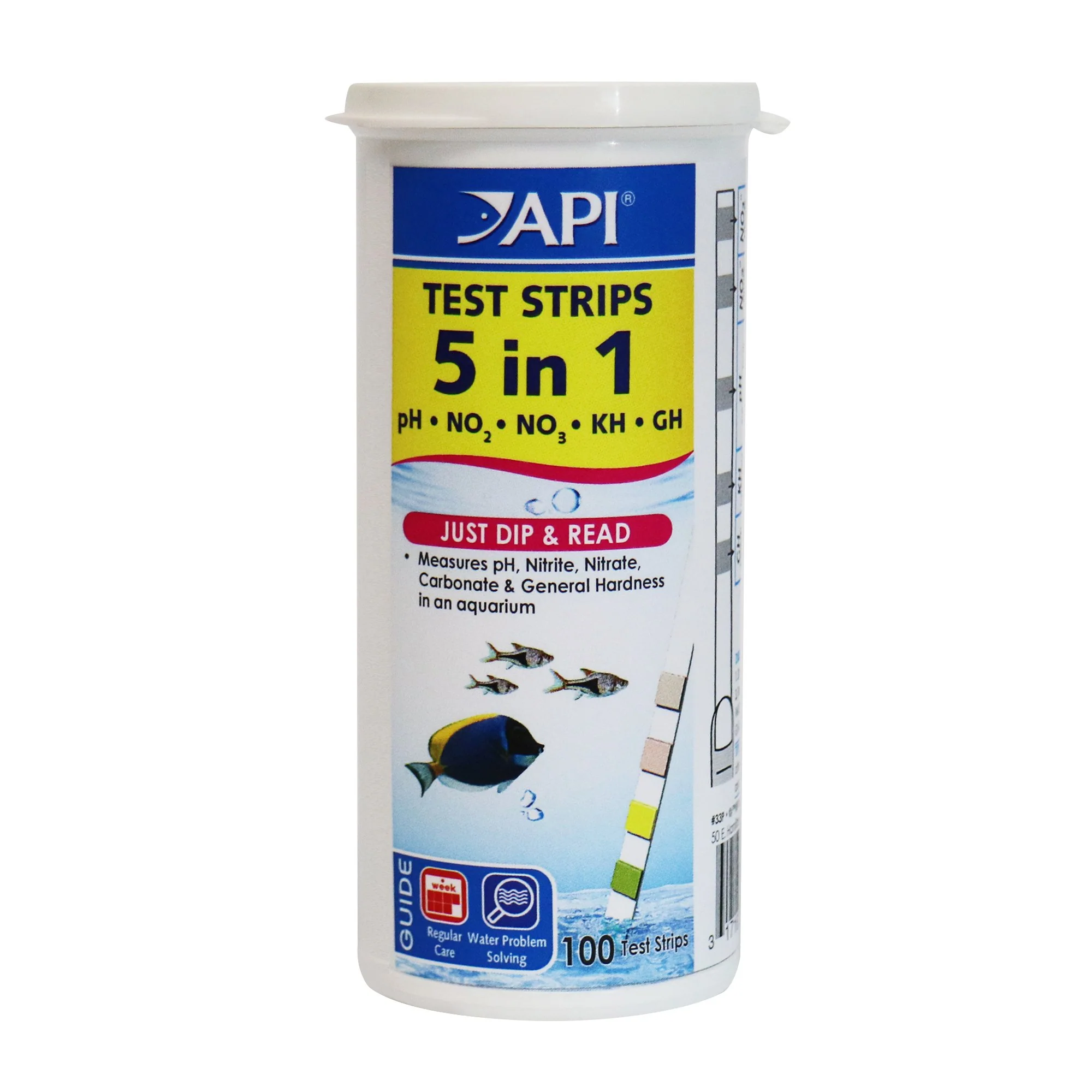 Convenient API 5-IN-1 Test Strips for Aquarium – Freshwater Saltwater 100-Count Box Classic