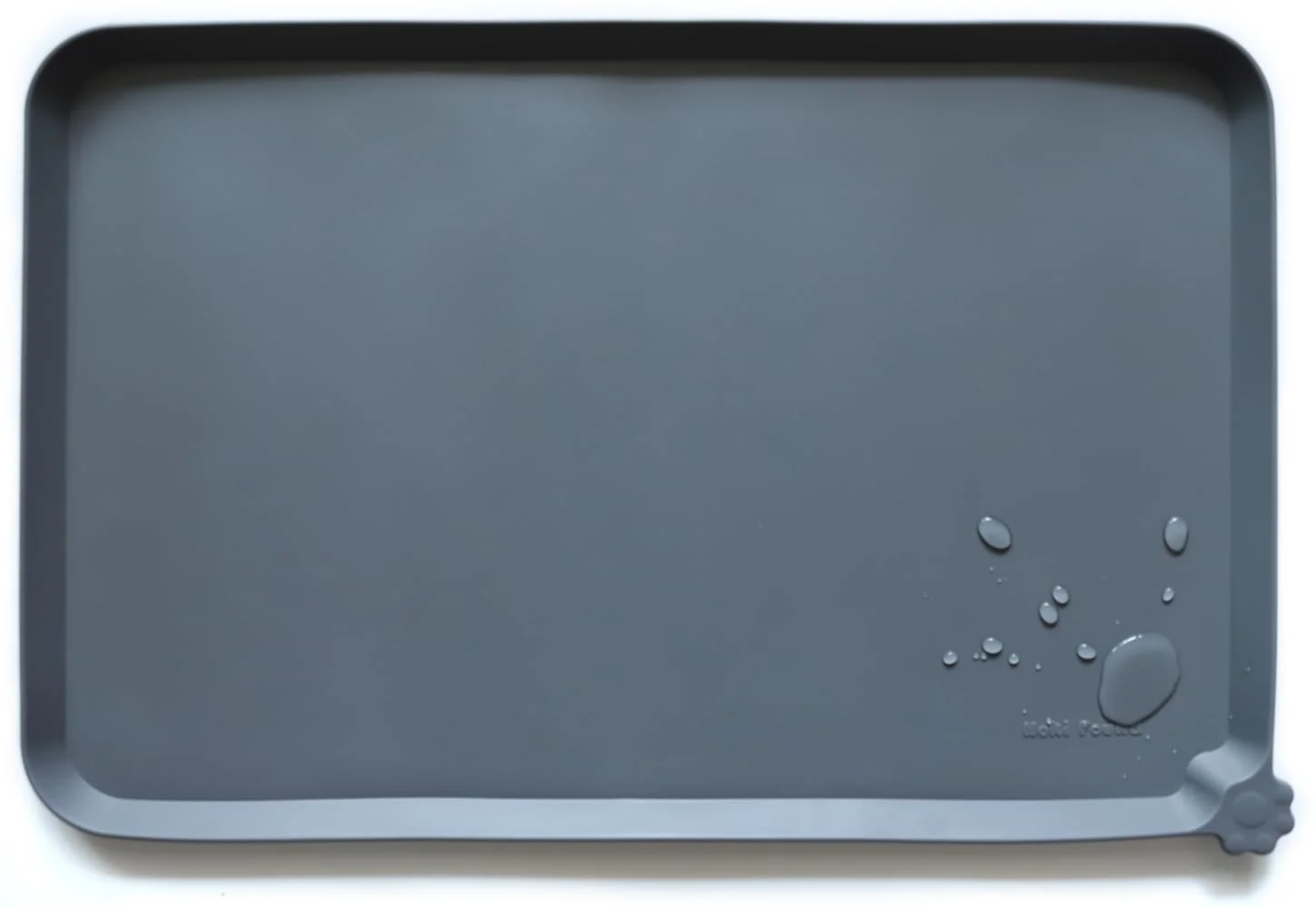 Exceptional Hoki Found L Silicone Pet Food Mats - Non-Slip 22x14 in Gray Durable