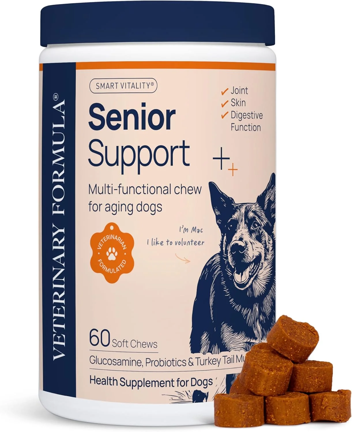 Natural Veterinary Formula Smart Vitality Senior Support Dog. Chosen for quality not just packaging. Sophisticated
