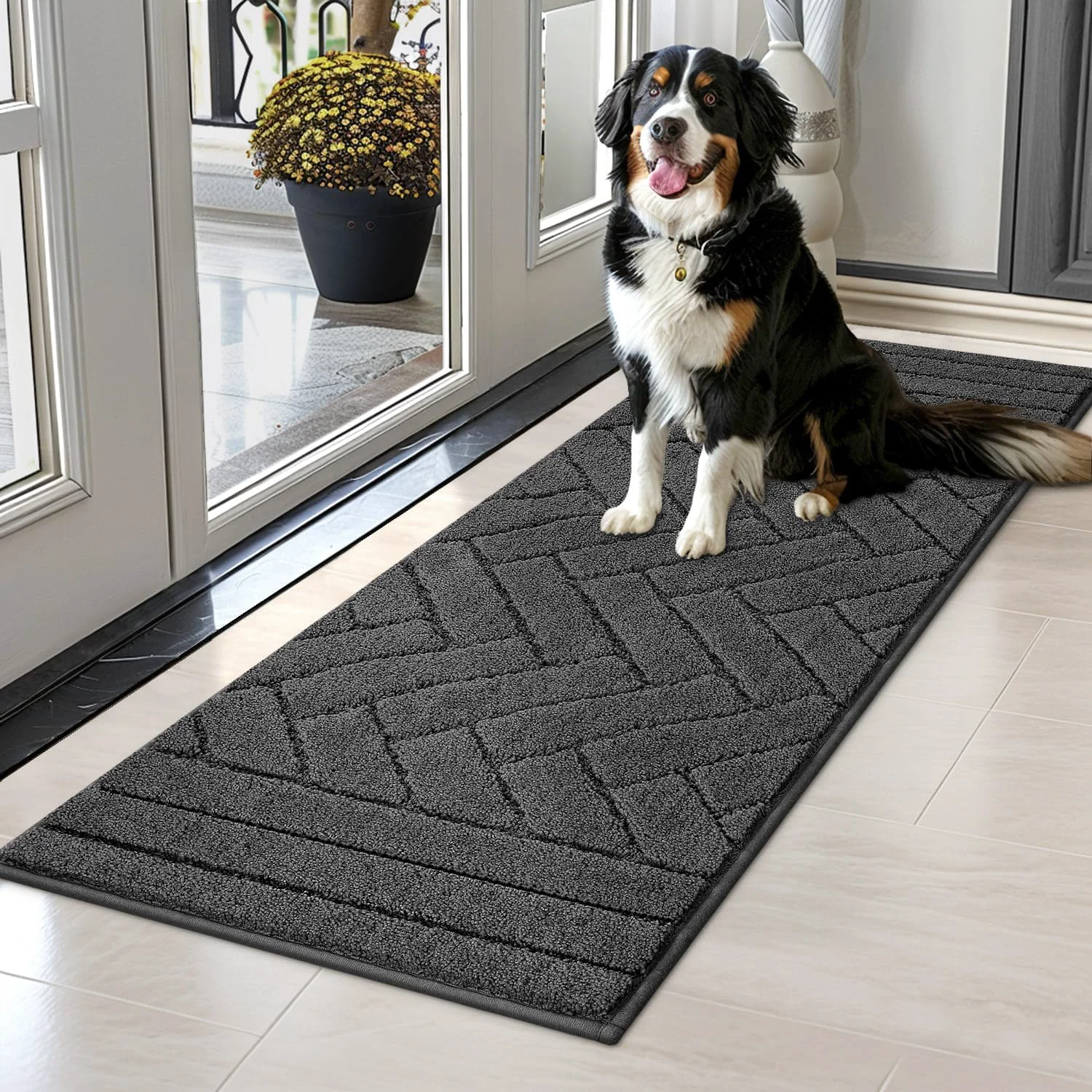 Fast Tindbea Dog Bed Mat Dirt Trapper Mud for Dogs Mud for Dogs Large Absorbent Door Mat Indoor for Muddy Paws Soft Non-Slip Backing Pet Runner Rug for Inside Floor 20 x48 Charcoal Unique