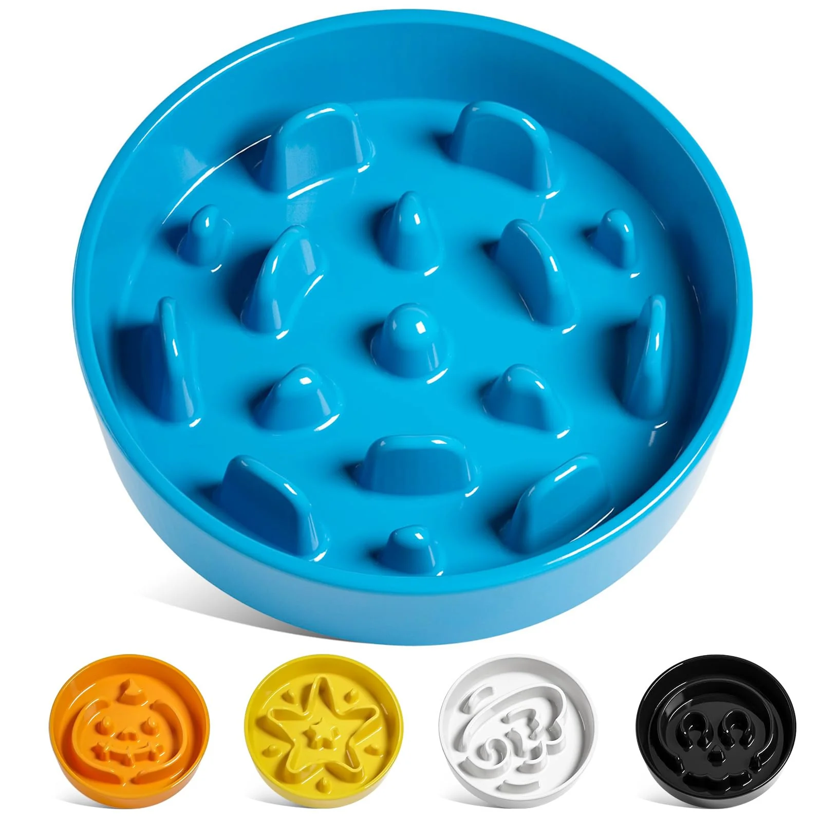 Versatile LE TAUCI Ceramic Slow Feeder Dog Bowls Small Breed – 0.6 Cup Puzzle Bowl Vortex Blue Reusable