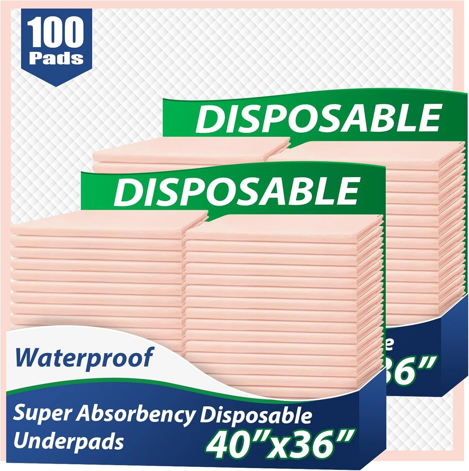 Recyclable MKISS Extra Large Bed Pads 40 x 36 100 Count Disposable Super Absorbent Heavy Duty Incontinence Underpads Thicken Chucks Pads for Adults Children Babies Elderly and Pets Exclusive