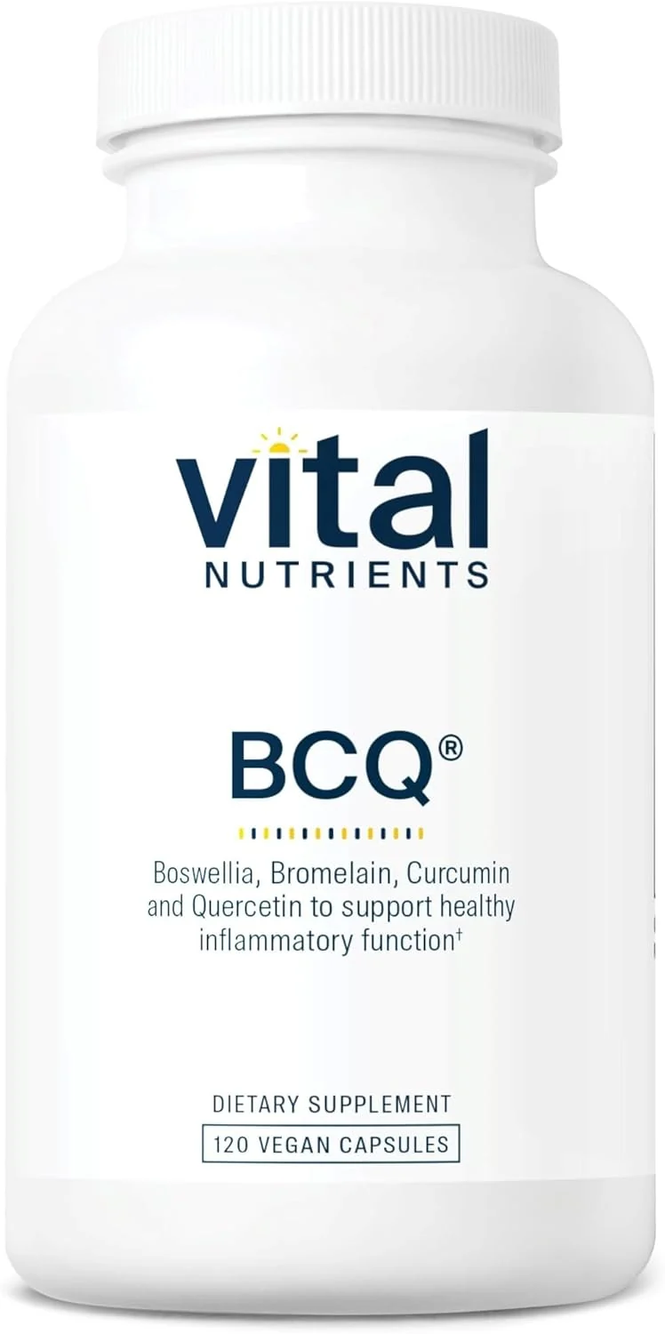 Convenient Vital Nutrients BCQ Vegan Boswellia Bromelain Curcumin Quercetin Supplement Joint Support Supplement Supports Sinus Digestive Health Gluten Dairy Soy 120 Capsules First-Class