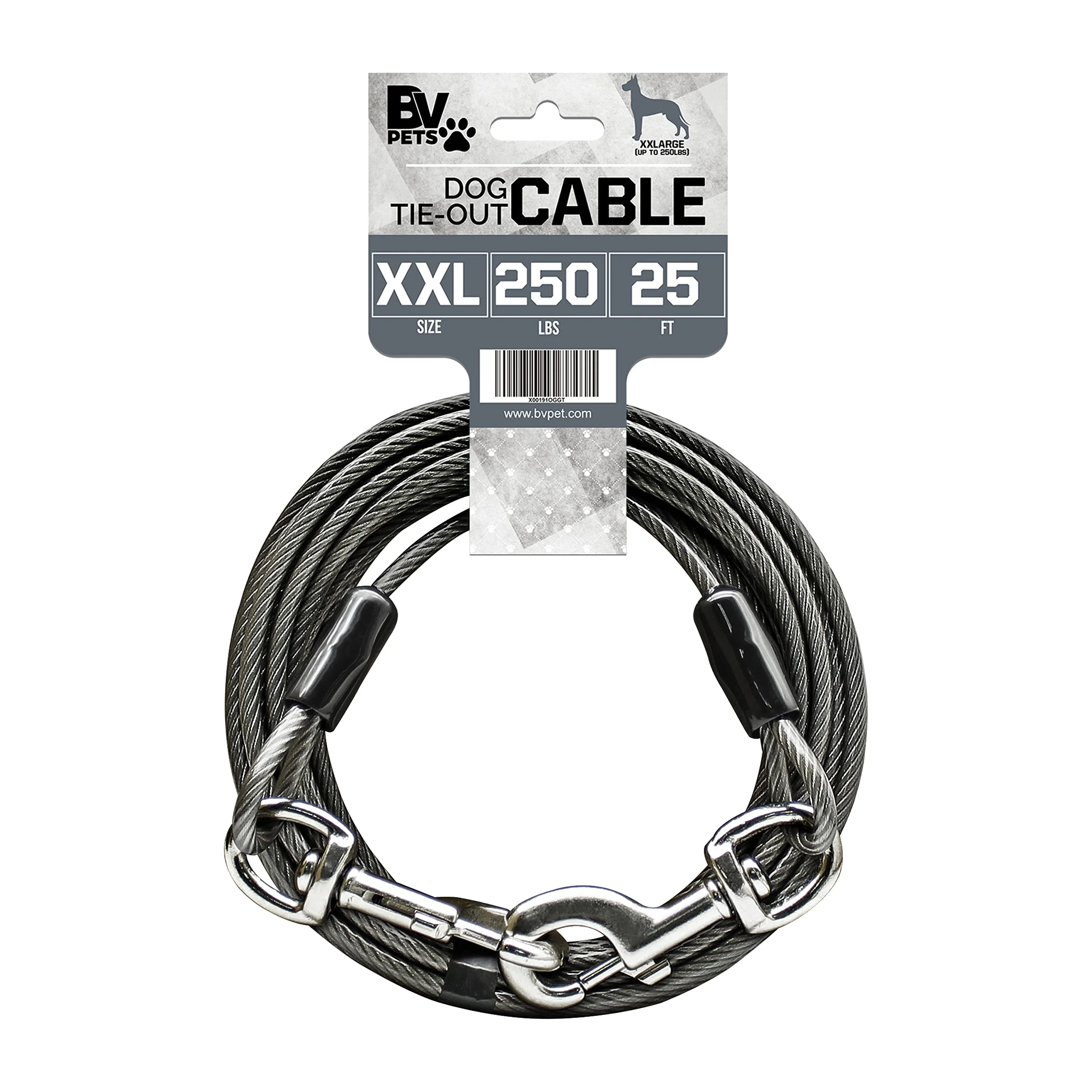 Verified BV Dog Tie Out Cable 25 ft – Heavy-Duty Yard Lead up to 250 lb Reflective Rust- Unique