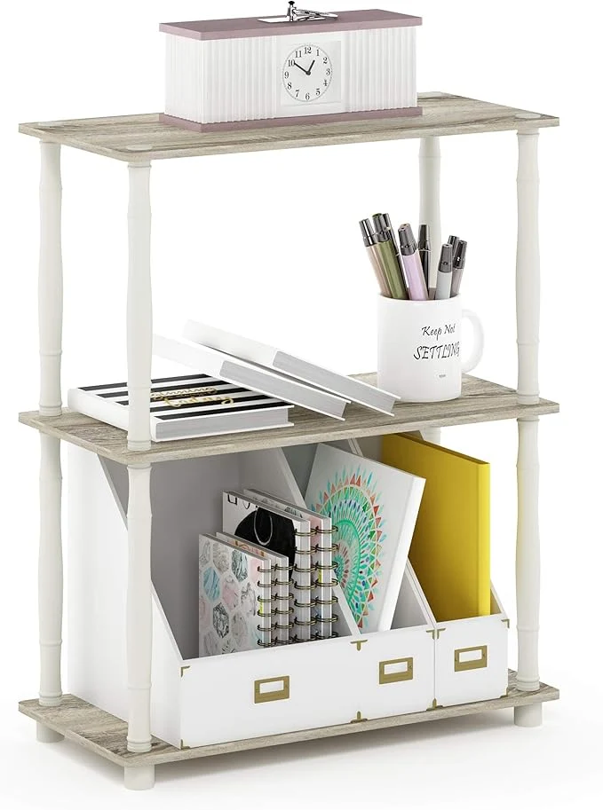 Expertly Made Furinno Turn-N-Tube 3-Tier Compact Multipurpose Shelf Display Rack with Classic Tube Sonoma Oak WhiteAbout ThisOverview Certified