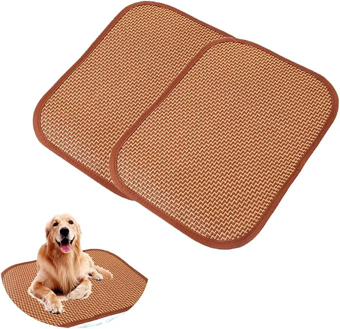 Safe 2 Pack Cat Cooling Mat Self Cool Pad Seats Summer Bamboo Rattan Woven Sleeping Carefully Designed
