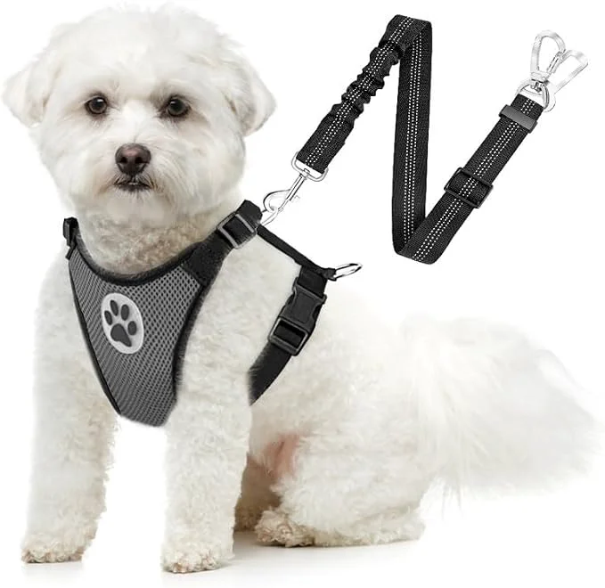 Unique SlowTon Dog Seat Belt Harness for Car Dog Car Harness Adjustable Mesh Fine